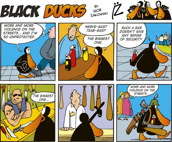 Black Eenden Comic Strip Aflevering — Stockvector