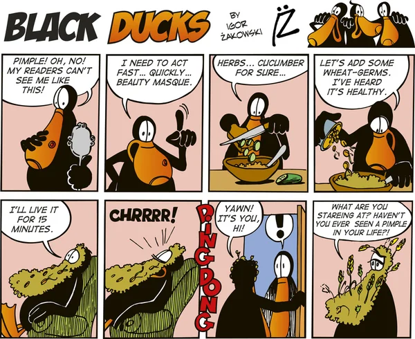 Černé Kachny Comic Strip Epizoda — Stockový vektor