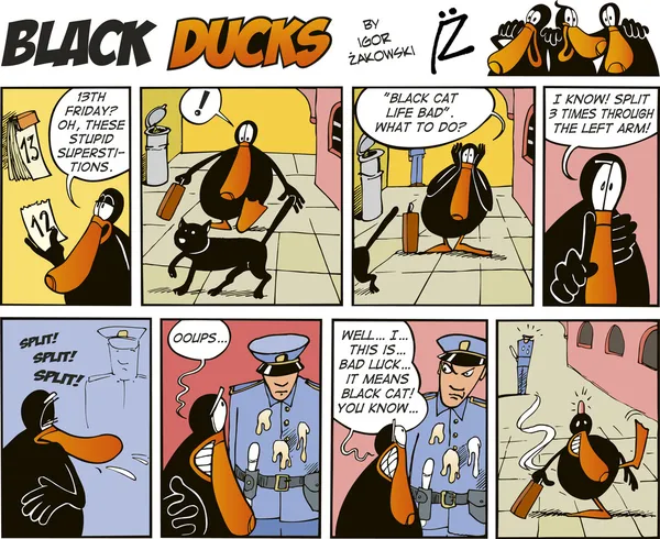 黑鸭子漫画集 — 图库矢量图片