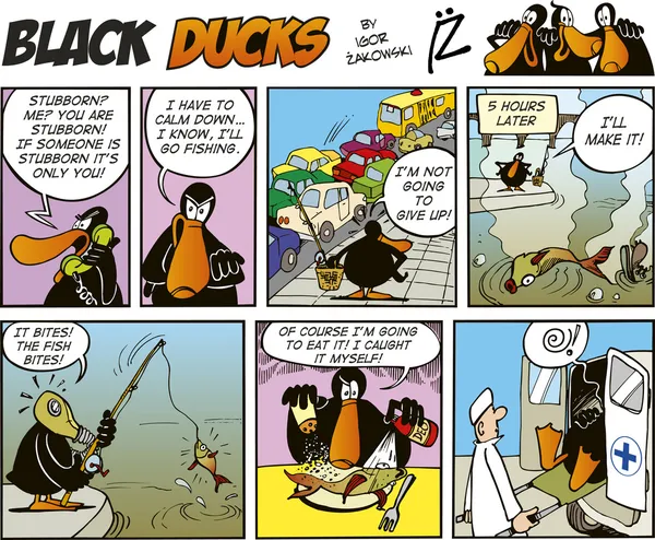 Black Ducks Comics episode 48 — Stock Vector