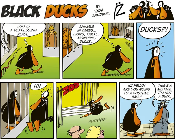 Black Ducks Comic Strip Сезоне — стоковый вектор