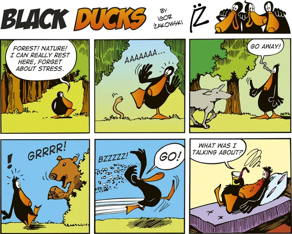 Black Eenden Comic Strip Aflevering — Stockvector