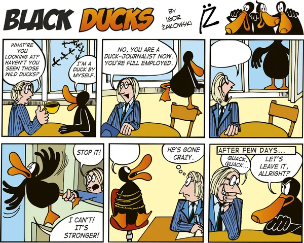 Black Ducks Comic Strip Серия — стоковый вектор