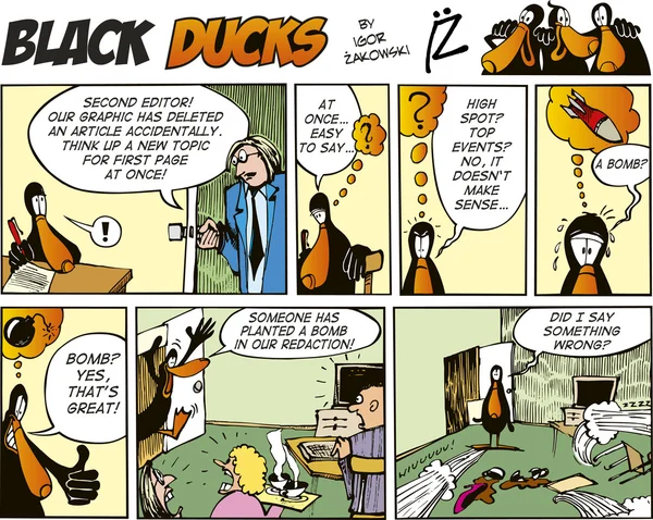 Patos Negros Comic Strip Episódio — Vetor de Stock