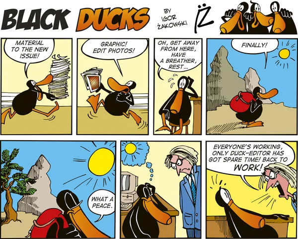 Black Ducks Comic Strip Episode — Stockvektor