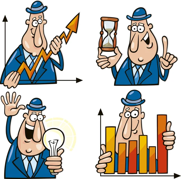 Business Koncept Tecknad Illustrationer Med Rolig Man — Stock vektor