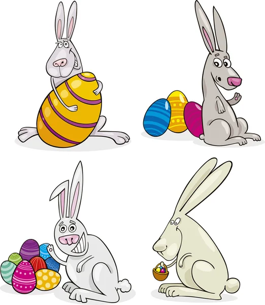 复活节兔子集合的卡通插图 — 图库矢量图片