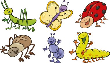 Cartoon illustration of funny bugs collection clipart