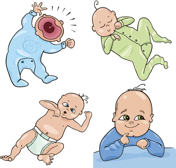 Cartoon Illustration Cute Little Babies Set — Stock Vector