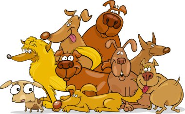 Cartoon dogs group clipart