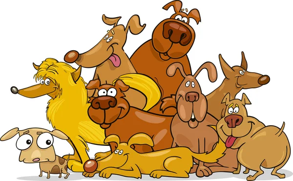 Skupina psů kreslený — Stockový vektor