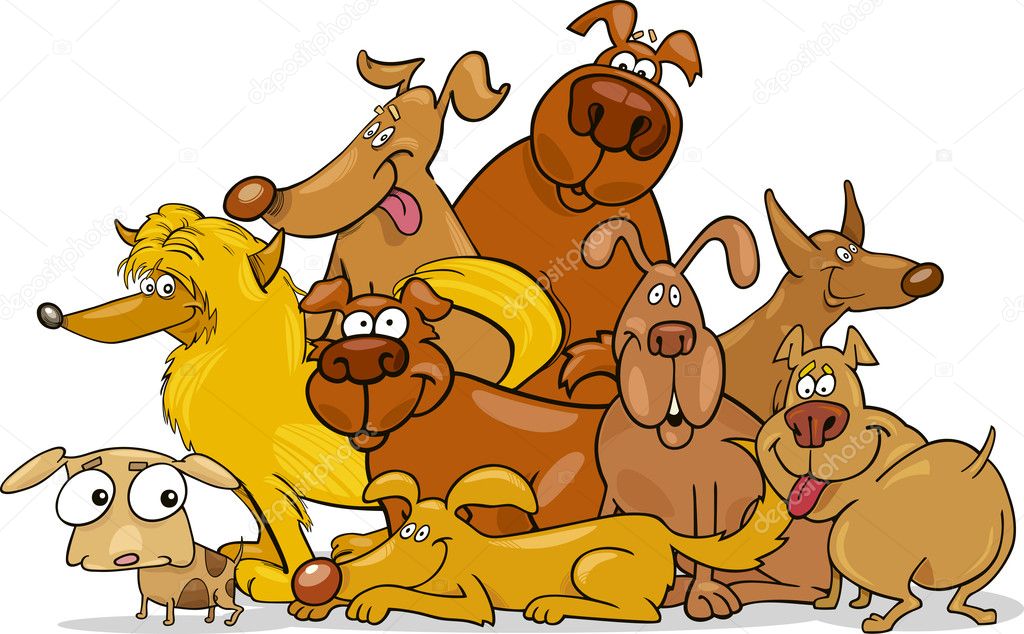 Cartoon dogs group