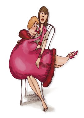 Mother and daughter clipart