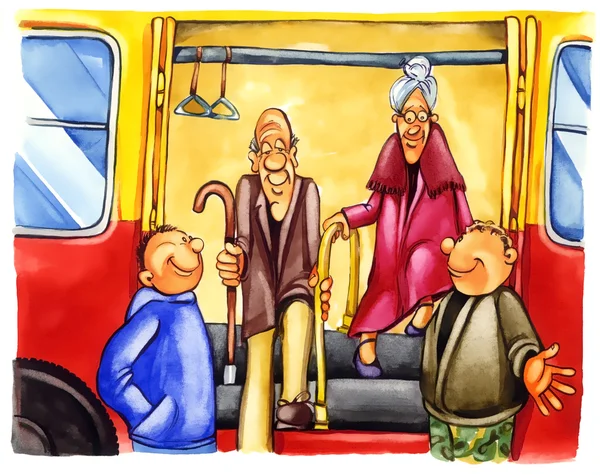 Rapazes gentis na paragem de autocarro — Fotografia de Stock