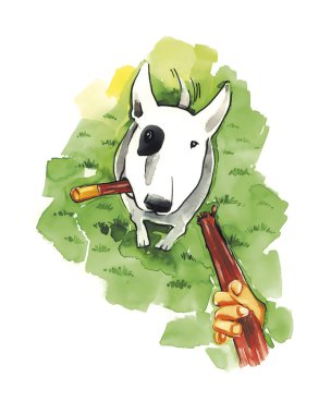 Bull terrier with stick clipart