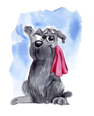 Dog waving goodbye clipart