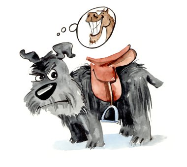 Dog with saddle clipart