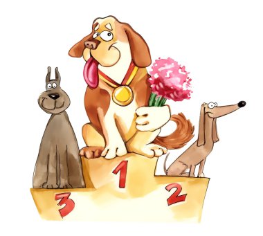 Dogs on exhibition podium clipart