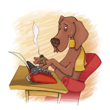 Dog writer clipart