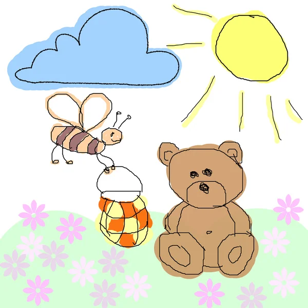 Bear and bee — Stock Photo, Image