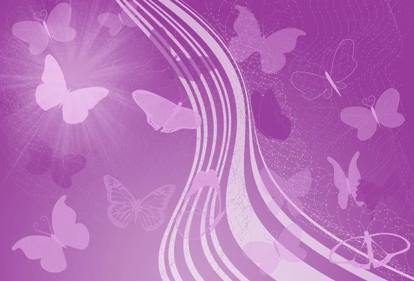 Violette Wellen und Schmetterling — Stockfoto