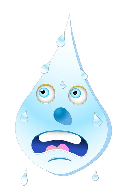 Fun Water Drop Panic Blue Face — Stock Photo, Image