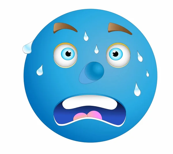 Shock Blue Face Many Drops Perspire — Stock Photo, Image