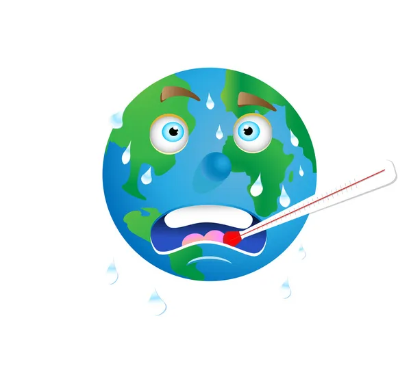 地球温暖化の漫画ベクトル イラスト — ストックベクタ