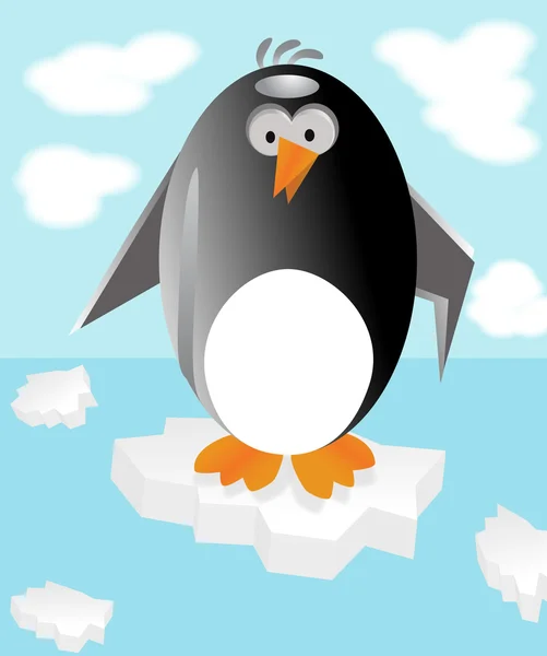 Маленький Пінгвін Подорожує Льоду — стоковий вектор