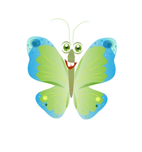 Papillon Bande Dessinée Avec Visage Amusant Illustration Vectorielle — Image vectorielle