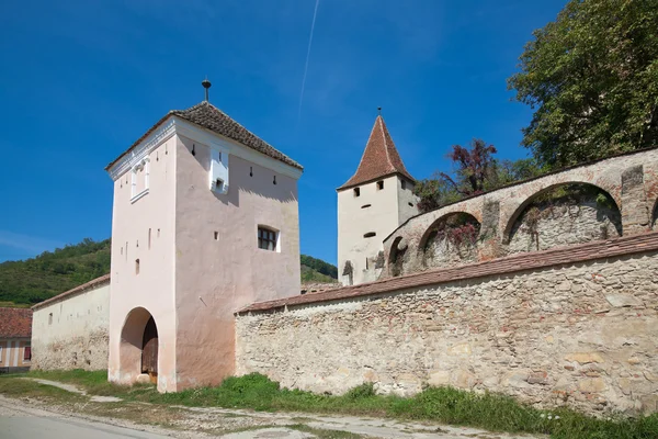Exteriér Biertan Opevněný Kostel První Památka Unesco Světového Dědictví Rumunsku — Stock fotografie