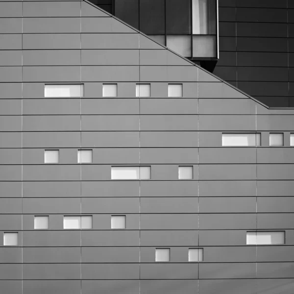 stock image Square view of the detail of a modern building in black and white.