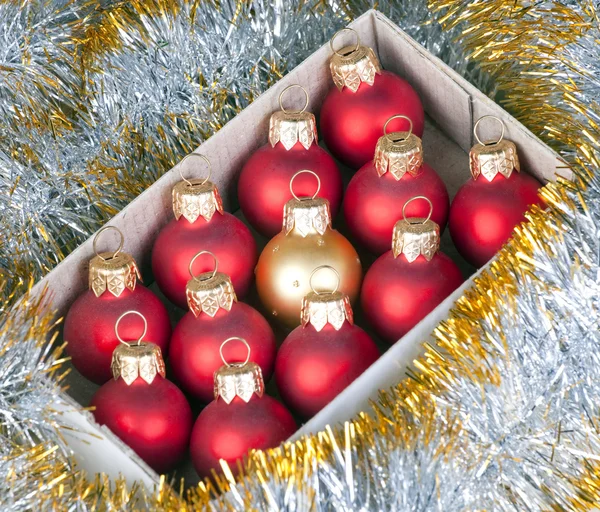 Juguetes Rojos Navidad Caja — Foto de Stock