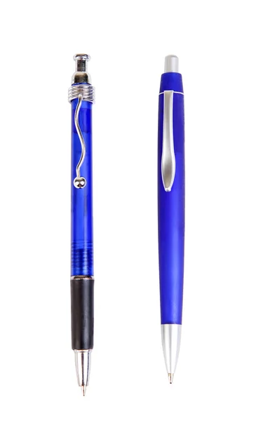 Twee Blauwe Pen Een Witte Achtergrond — Stockfoto