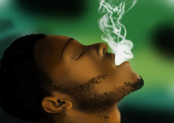 Smoking black man — Stock Photo, Image