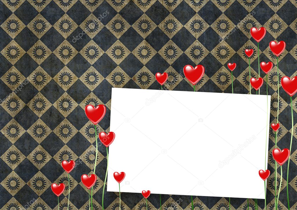Valentine's day greeting card red hearts