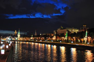 Kremlin embankment and Sofia Embankment. Moscow, Russia. clipart