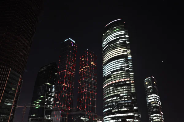 stock image Skyscrapers at night.