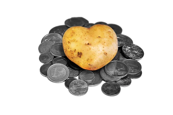 Heart-Shaped potato and money