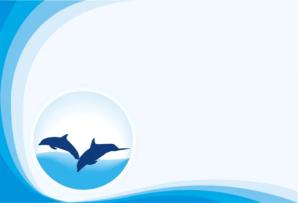 蓝色带海豚 — 图库矢量图片