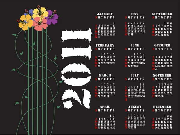 2011 Hibiscus Calendar — Stock Vector