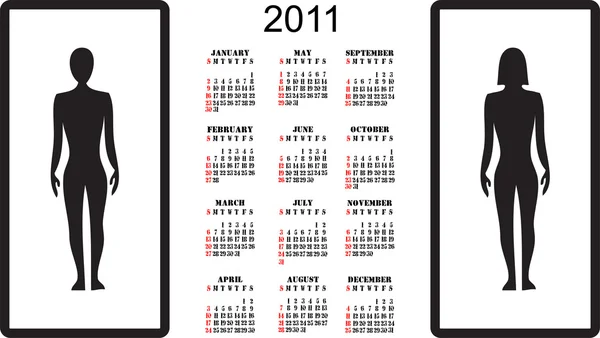 2011 man and woman calendar — Stock Vector