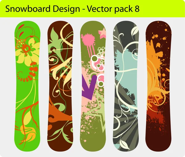 Pacchetto design snowboard — Vettoriale Stock