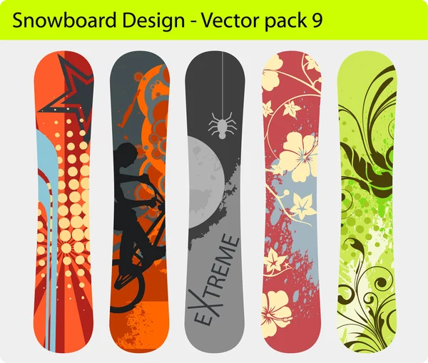 Paquete de diseño de snowboard — Vector de stock