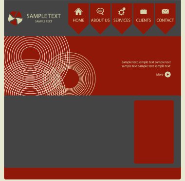 Vector web site layout in red/gray colors - not sliced clipart
