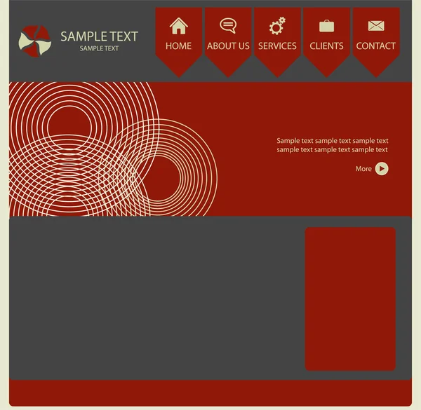Vektor Webbplats Layout Röd Grå Färger Inte Skivad — Stock vektor