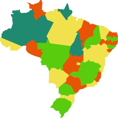 Vector map of Brazil with regions and states clipart