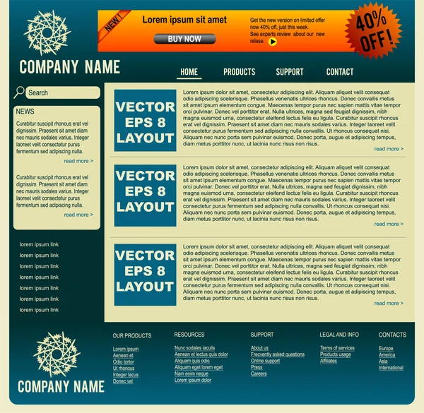 Layout web vetorial — Vetor de Stock