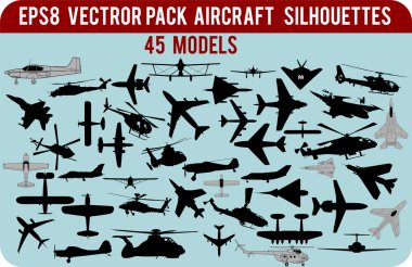 Vector aircraft silhouettes pack clipart