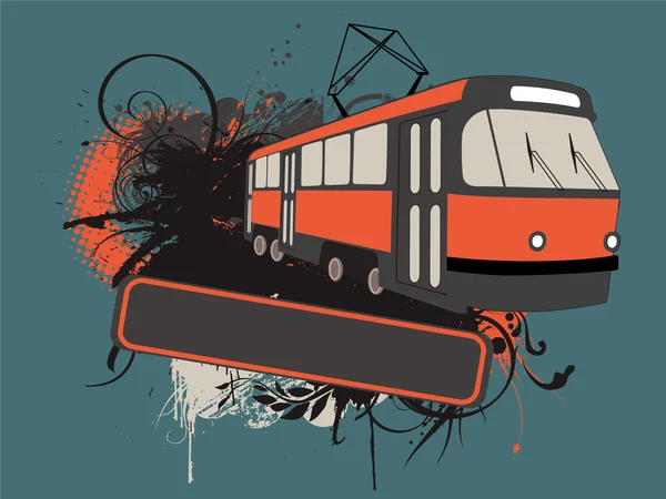 Tramvay afiş — Stok Vektör